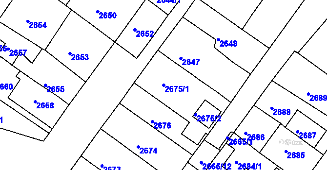 Parcela st. 2675/1 v KÚ Jirkov, Katastrální mapa