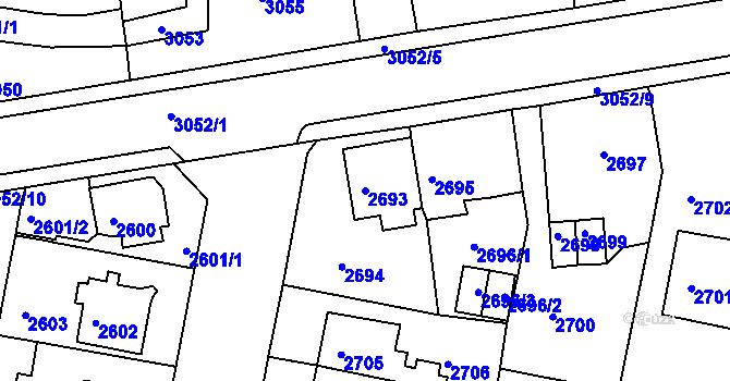 Parcela st. 2693 v KÚ Jirkov, Katastrální mapa