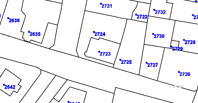 Parcela st. 2723 v KÚ Jirkov, Katastrální mapa