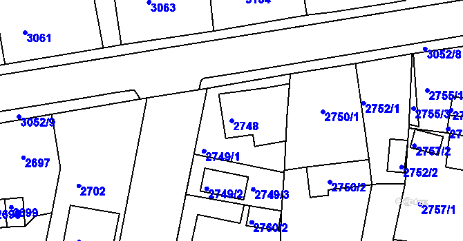 Parcela st. 2748 v KÚ Jirkov, Katastrální mapa