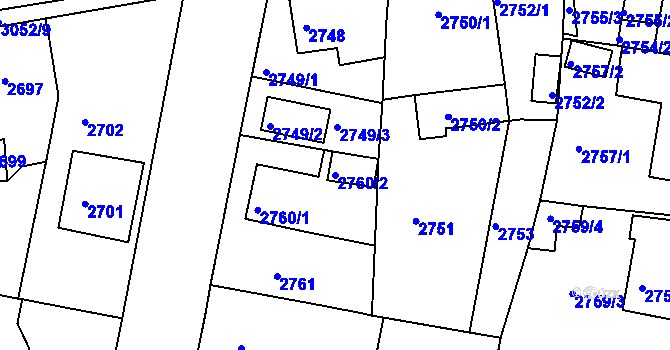 Parcela st. 2760/2 v KÚ Jirkov, Katastrální mapa