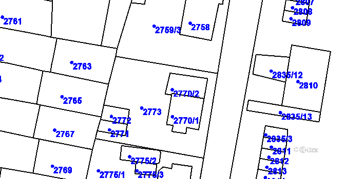 Parcela st. 2770/2 v KÚ Jirkov, Katastrální mapa