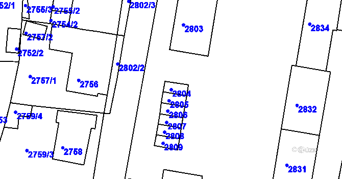 Parcela st. 2804 v KÚ Jirkov, Katastrální mapa