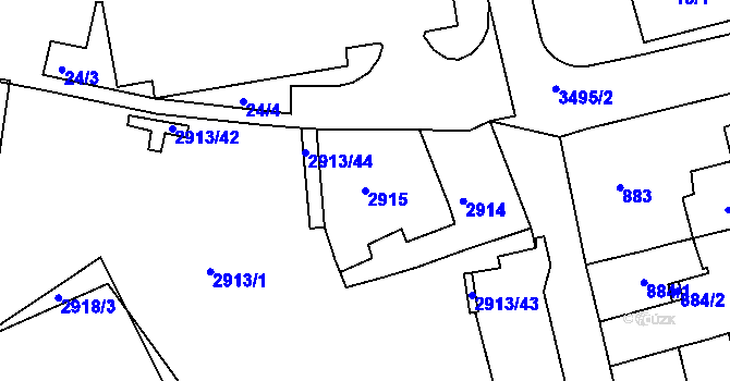 Parcela st. 2915 v KÚ Jirkov, Katastrální mapa