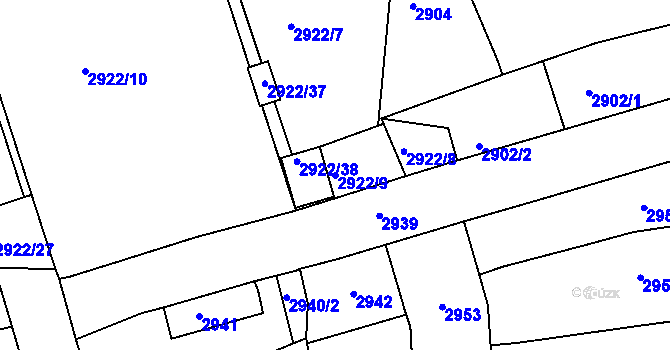 Parcela st. 2922/9 v KÚ Jirkov, Katastrální mapa