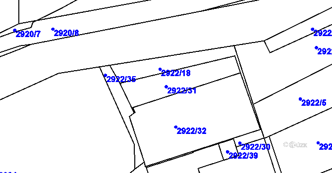 Parcela st. 2922/31 v KÚ Jirkov, Katastrální mapa