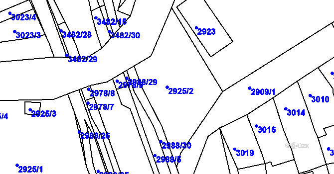 Parcela st. 2925/2 v KÚ Jirkov, Katastrální mapa