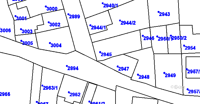 Parcela st. 2945 v KÚ Jirkov, Katastrální mapa