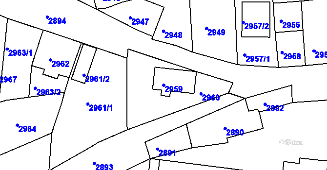 Parcela st. 2959 v KÚ Jirkov, Katastrální mapa