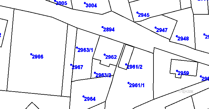 Parcela st. 2962 v KÚ Jirkov, Katastrální mapa