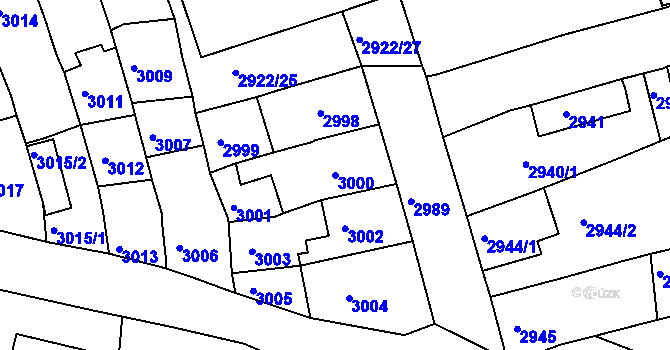 Parcela st. 3000 v KÚ Jirkov, Katastrální mapa
