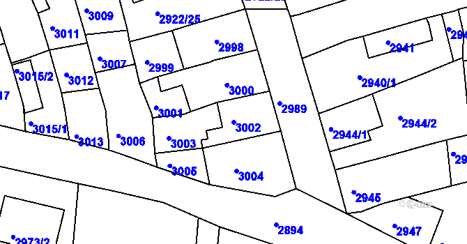 Parcela st. 3002 v KÚ Jirkov, Katastrální mapa
