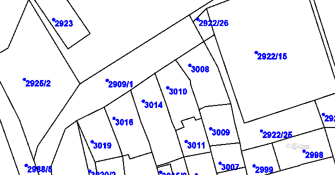Parcela st. 3010 v KÚ Jirkov, Katastrální mapa