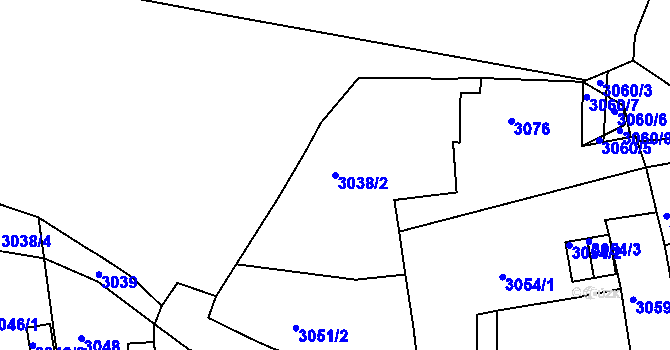 Parcela st. 3038/2 v KÚ Jirkov, Katastrální mapa