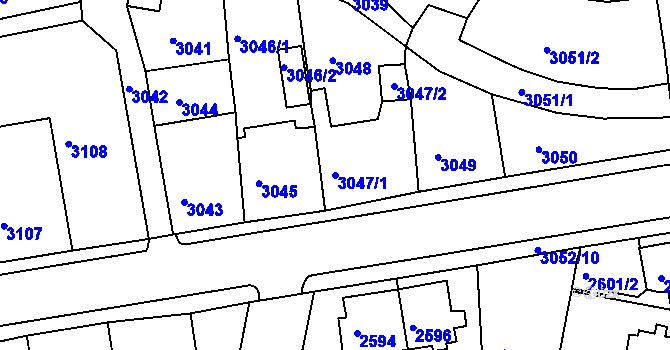 Parcela st. 3047/1 v KÚ Jirkov, Katastrální mapa