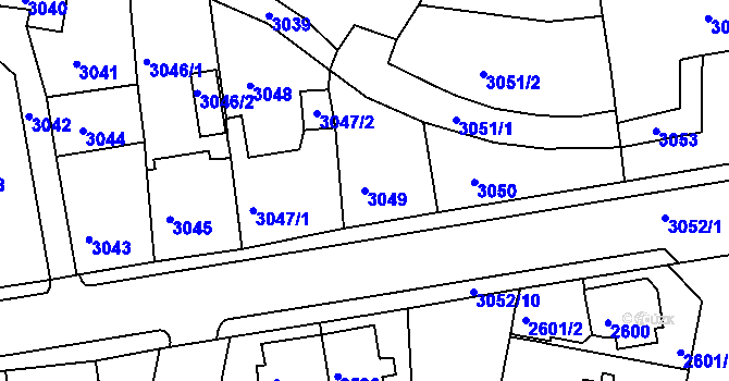 Parcela st. 3049 v KÚ Jirkov, Katastrální mapa