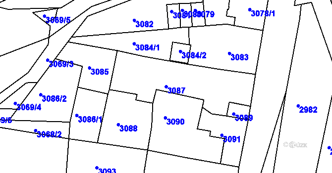 Parcela st. 3087 v KÚ Jirkov, Katastrální mapa