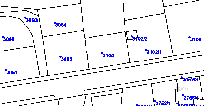 Parcela st. 3104 v KÚ Jirkov, Katastrální mapa