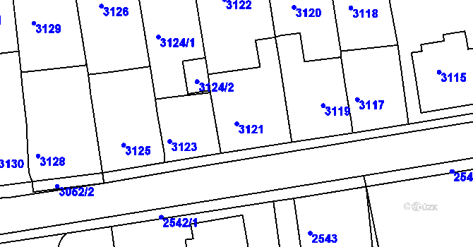 Parcela st. 3121 v KÚ Jirkov, Katastrální mapa