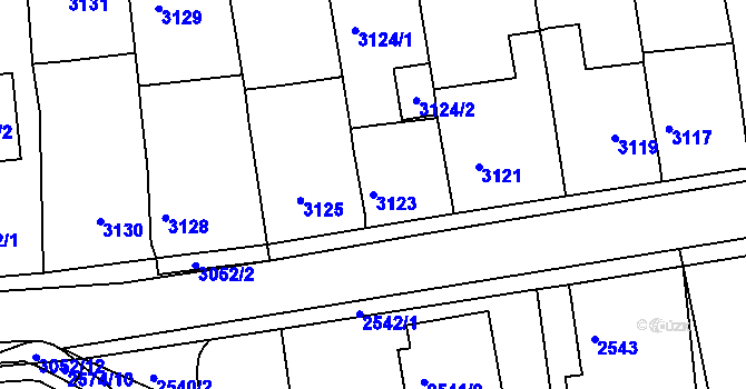 Parcela st. 3123 v KÚ Jirkov, Katastrální mapa