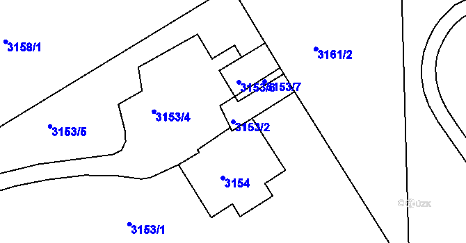Parcela st. 3153/2 v KÚ Jirkov, Katastrální mapa