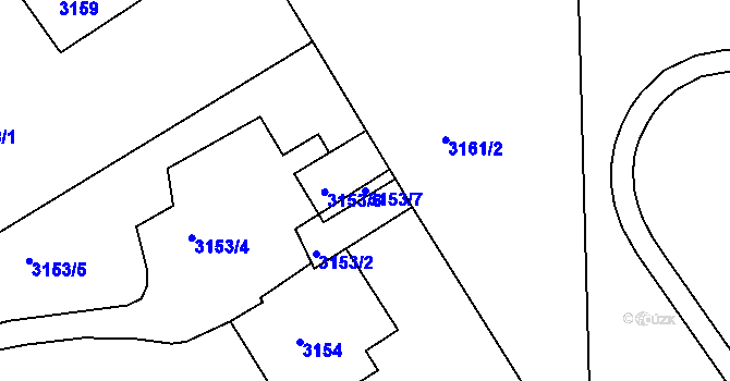 Parcela st. 3153/7 v KÚ Jirkov, Katastrální mapa