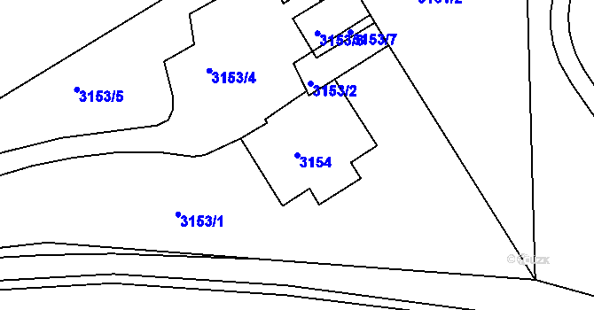 Parcela st. 3154 v KÚ Jirkov, Katastrální mapa