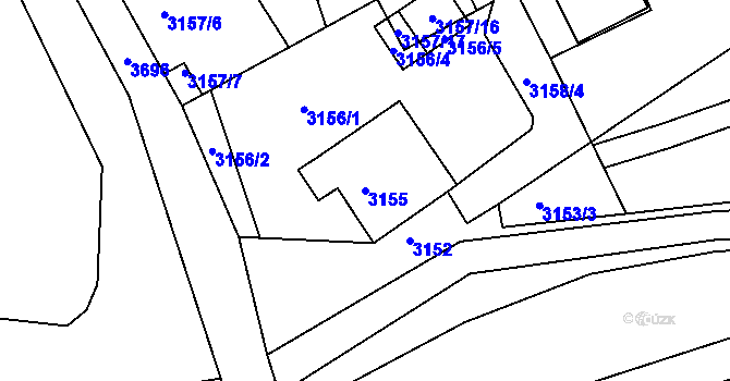 Parcela st. 3155 v KÚ Jirkov, Katastrální mapa