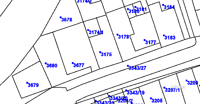 Parcela st. 3175 v KÚ Jirkov, Katastrální mapa