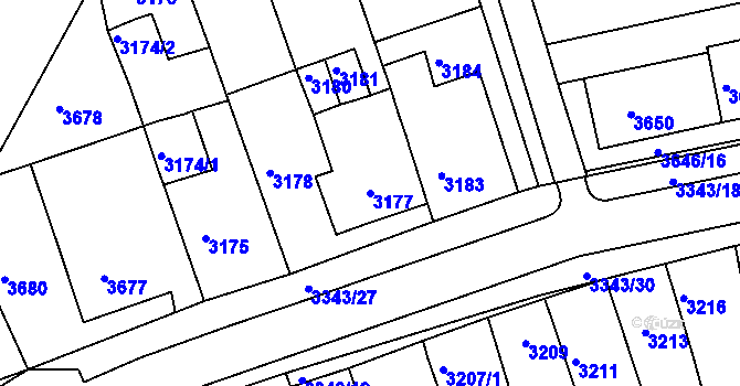 Parcela st. 3177 v KÚ Jirkov, Katastrální mapa