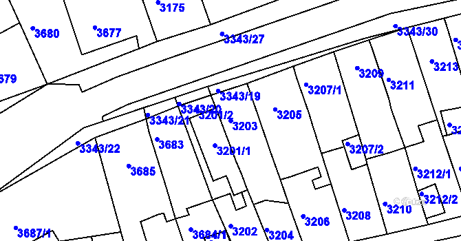 Parcela st. 3203 v KÚ Jirkov, Katastrální mapa