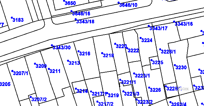 Parcela st. 3218 v KÚ Jirkov, Katastrální mapa