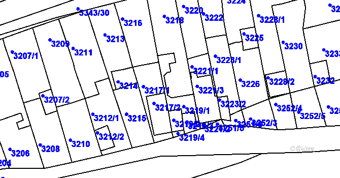 Parcela st. 3219 v KÚ Jirkov, Katastrální mapa