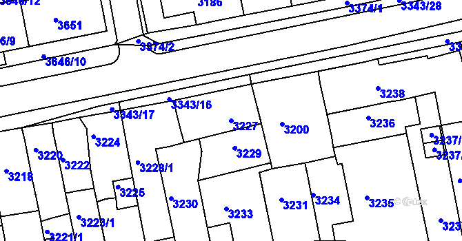 Parcela st. 3227 v KÚ Jirkov, Katastrální mapa