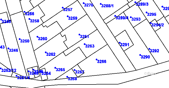 Parcela st. 3263 v KÚ Jirkov, Katastrální mapa