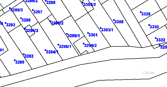 Parcela st. 3299/2 v KÚ Jirkov, Katastrální mapa