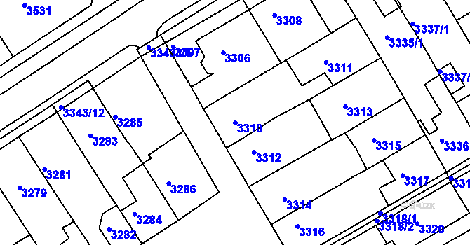Parcela st. 3310 v KÚ Jirkov, Katastrální mapa