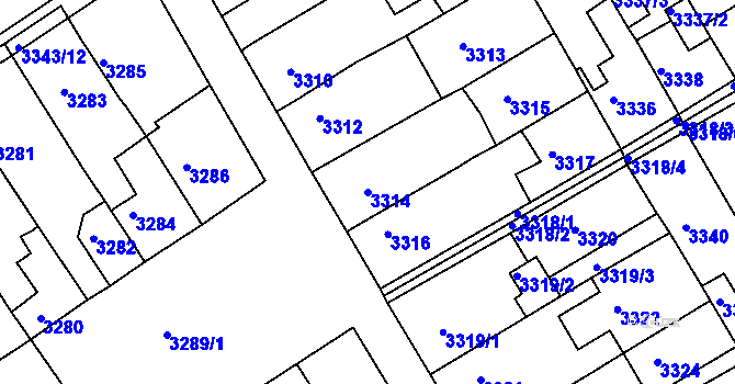 Parcela st. 3314 v KÚ Jirkov, Katastrální mapa