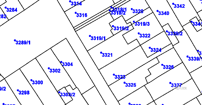 Parcela st. 3321 v KÚ Jirkov, Katastrální mapa