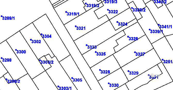 Parcela st. 3323 v KÚ Jirkov, Katastrální mapa
