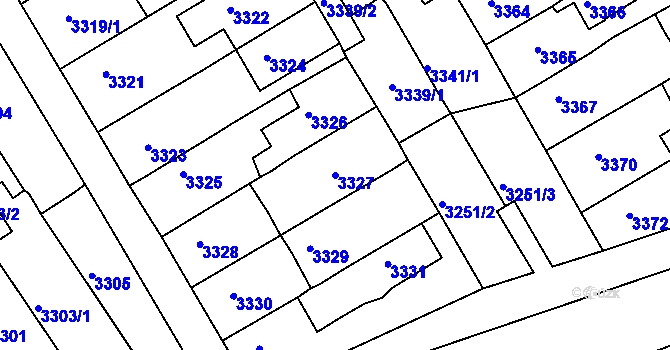 Parcela st. 3327 v KÚ Jirkov, Katastrální mapa