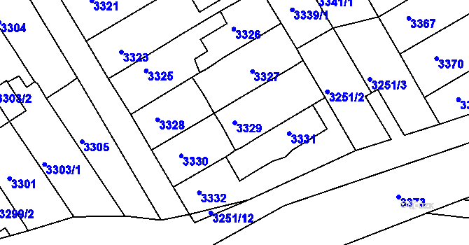 Parcela st. 3329 v KÚ Jirkov, Katastrální mapa