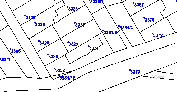 Parcela st. 3331 v KÚ Jirkov, Katastrální mapa