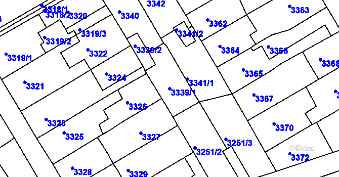 Parcela st. 3339/1 v KÚ Jirkov, Katastrální mapa