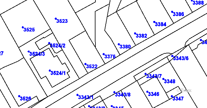 Parcela st. 3376 v KÚ Jirkov, Katastrální mapa