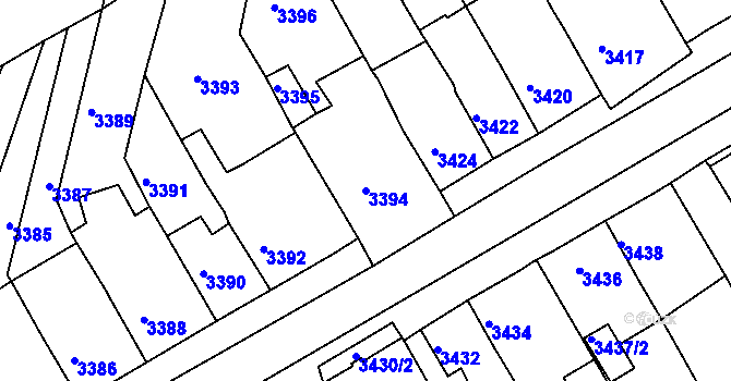 Parcela st. 3394 v KÚ Jirkov, Katastrální mapa