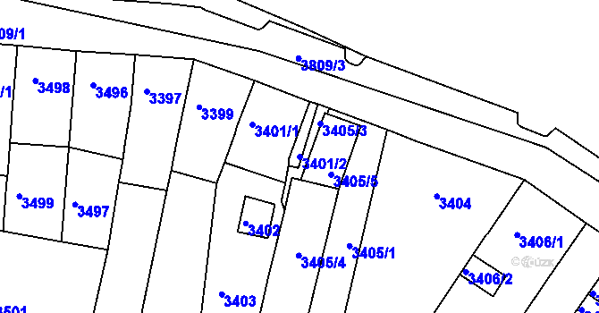Parcela st. 3401/2 v KÚ Jirkov, Katastrální mapa