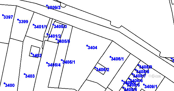 Parcela st. 3404 v KÚ Jirkov, Katastrální mapa