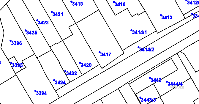 Parcela st. 3417 v KÚ Jirkov, Katastrální mapa