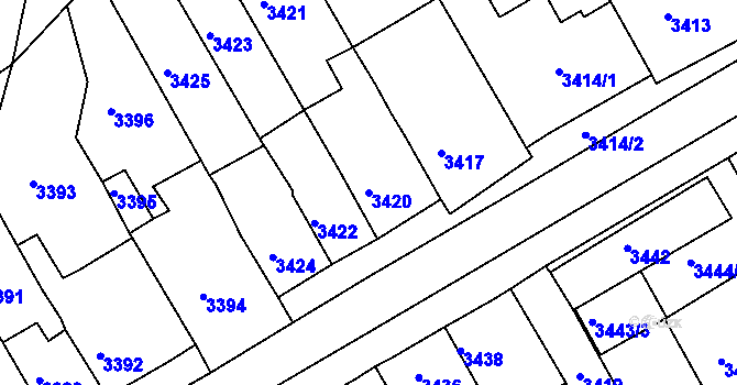 Parcela st. 3420 v KÚ Jirkov, Katastrální mapa